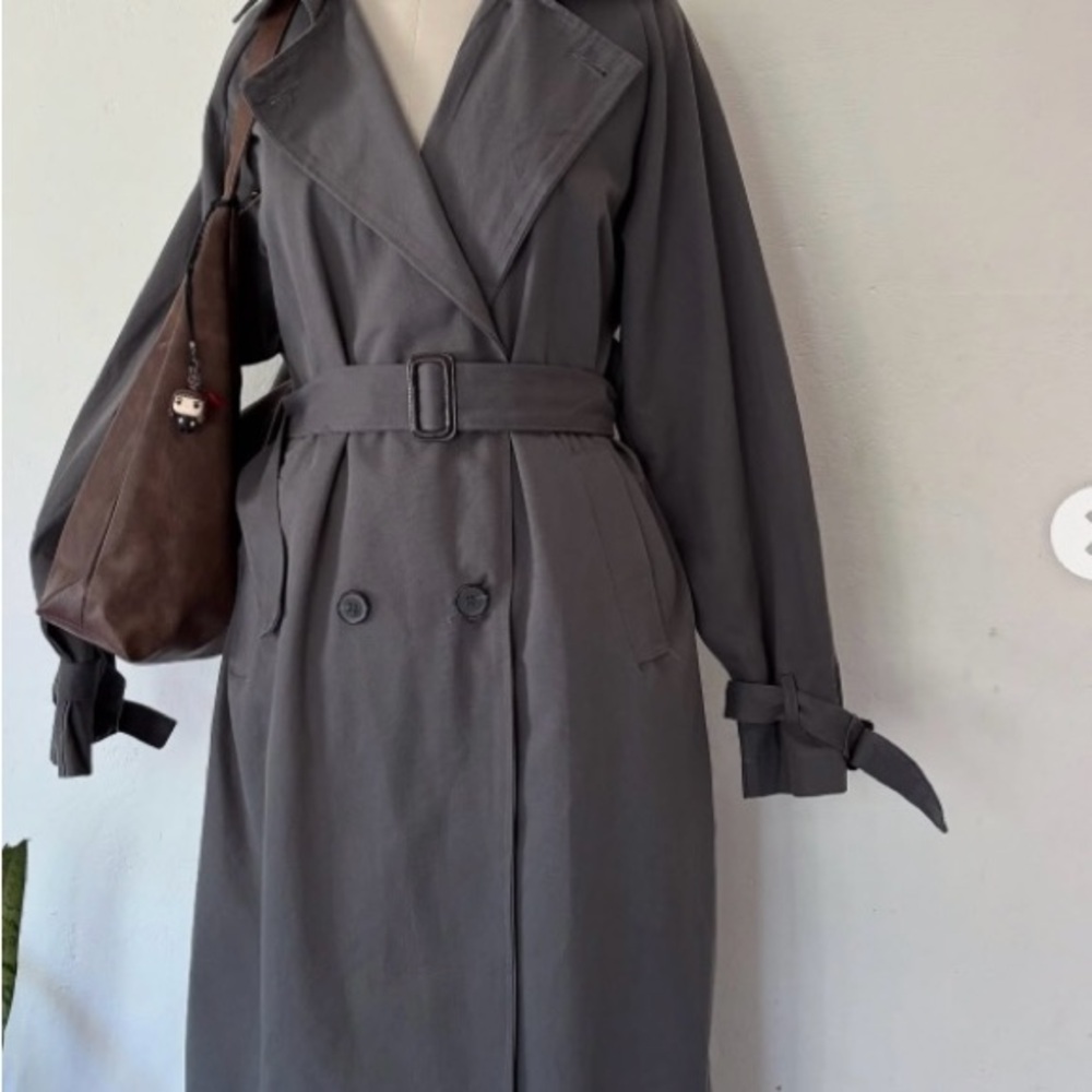 Sage color Double Breasted London Fog Trench Coat 6 Petite